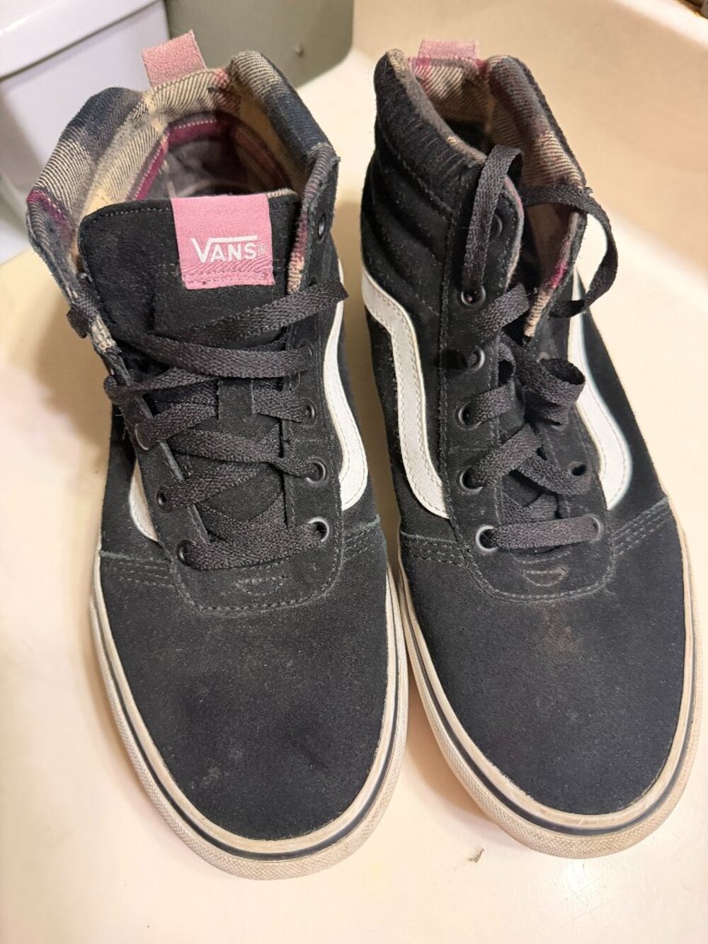 Vans Black White Pink High Top Sneakers Men's 9.5 Women's 11